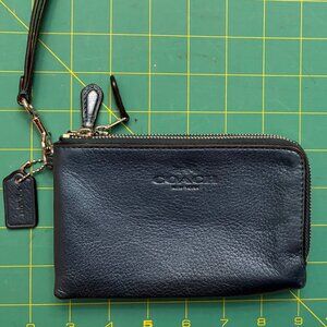 Coach Wristlet Leather Metalic Blue Peacock (H1577 F64130)